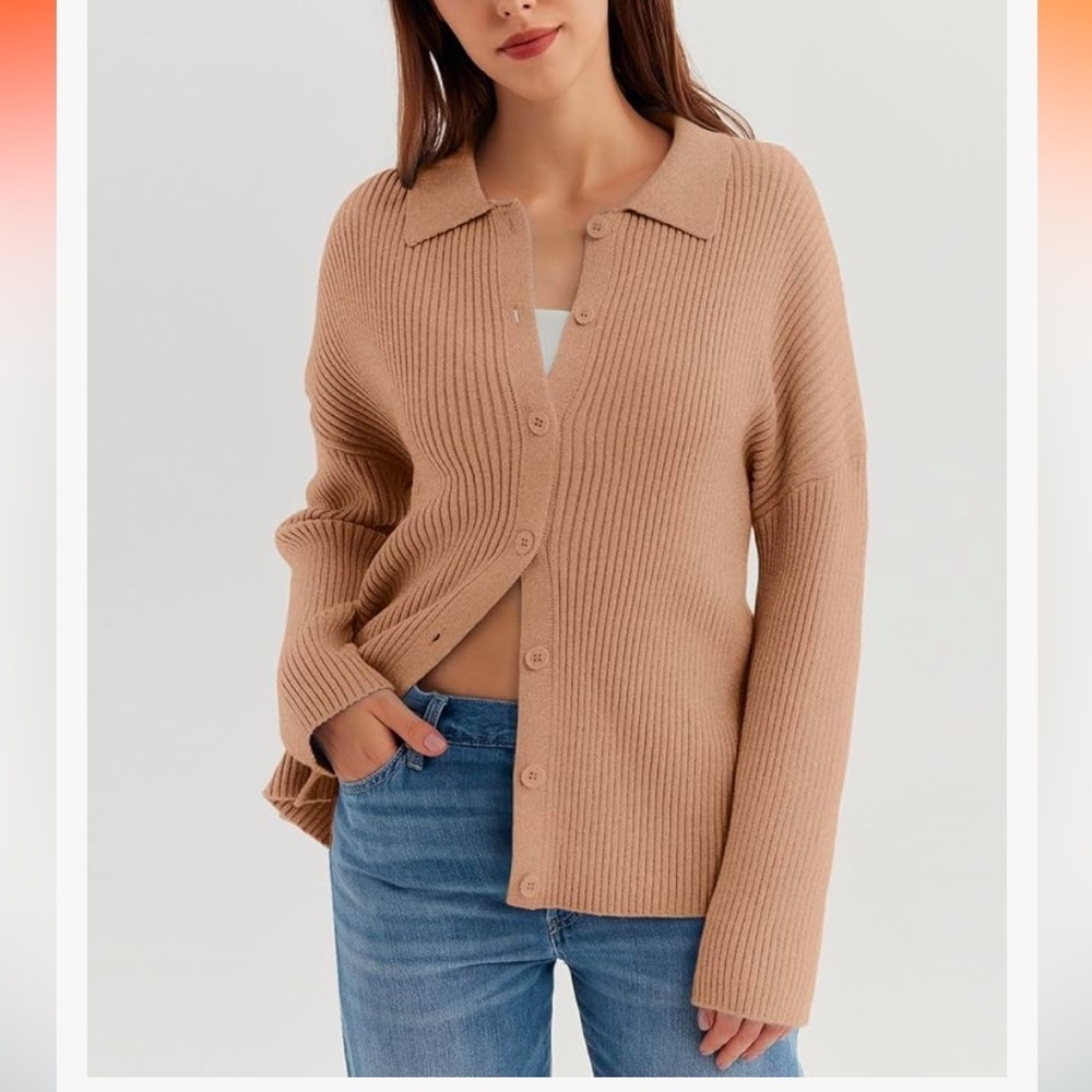 Women's Tan Cardigan Sweater